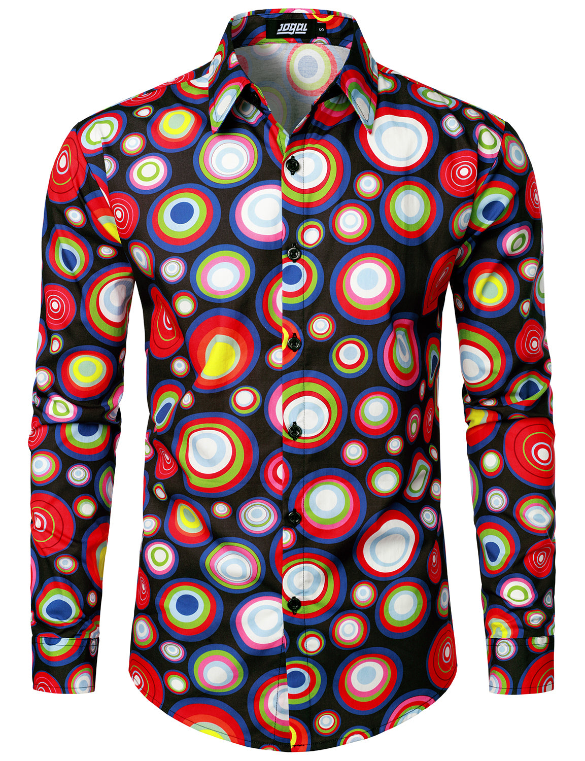 JOGAL Mens Floral Dress Shirt Long Sleeve Printed Casual Button Down Shirts