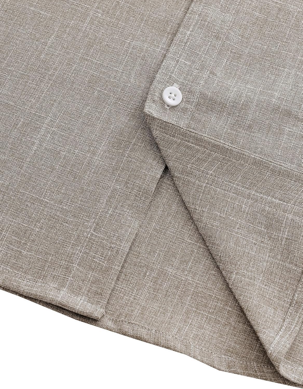 JOGAL A569 men's long sleeve button down work shirt construction detail shown in Khaki