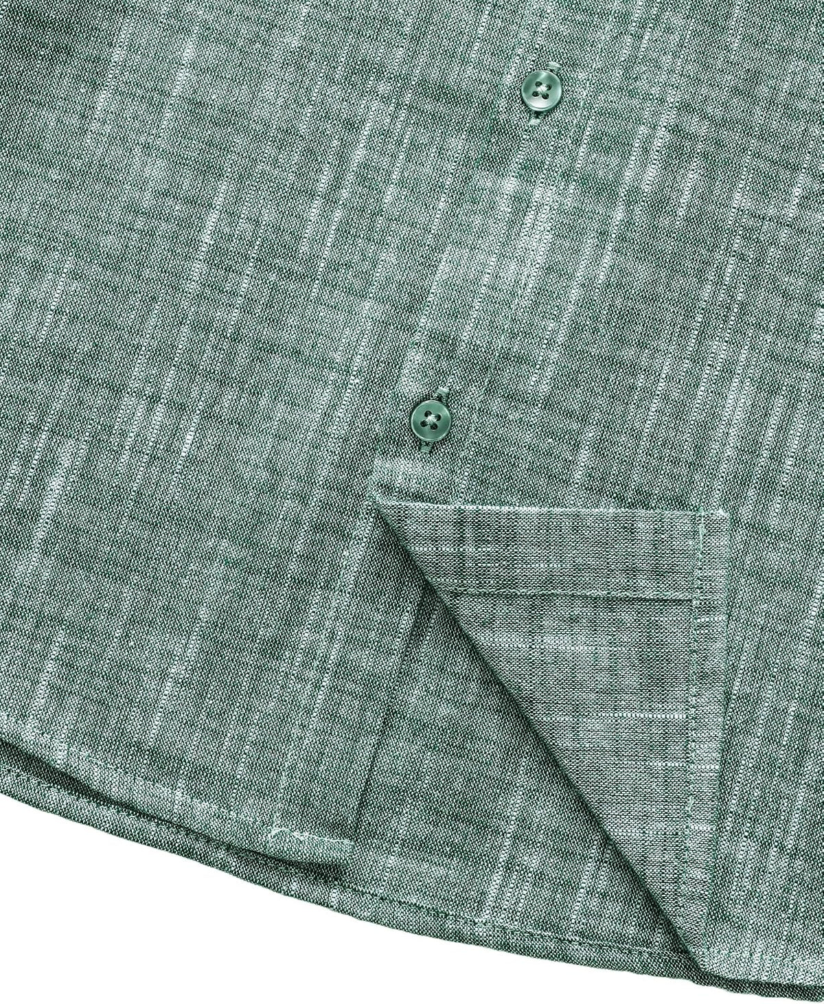 JOGAL C585 Boys' Cotton Chambray Short-Sleeve Shirt - Dark Green - hem and placket detail