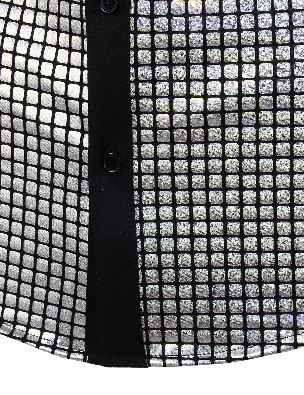 JOGAL Men's Dress Shirt Sequins Short Sleeves Button Down Shirts 70s Disco Party Costume