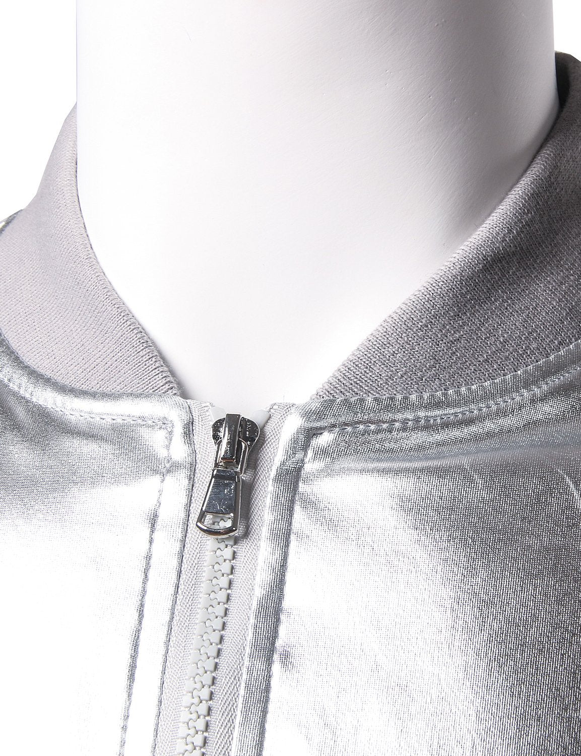 JOGAL Mens Metallic Nightclub Styles Zip Up Varsity Baseball Bomber Jacket Costume