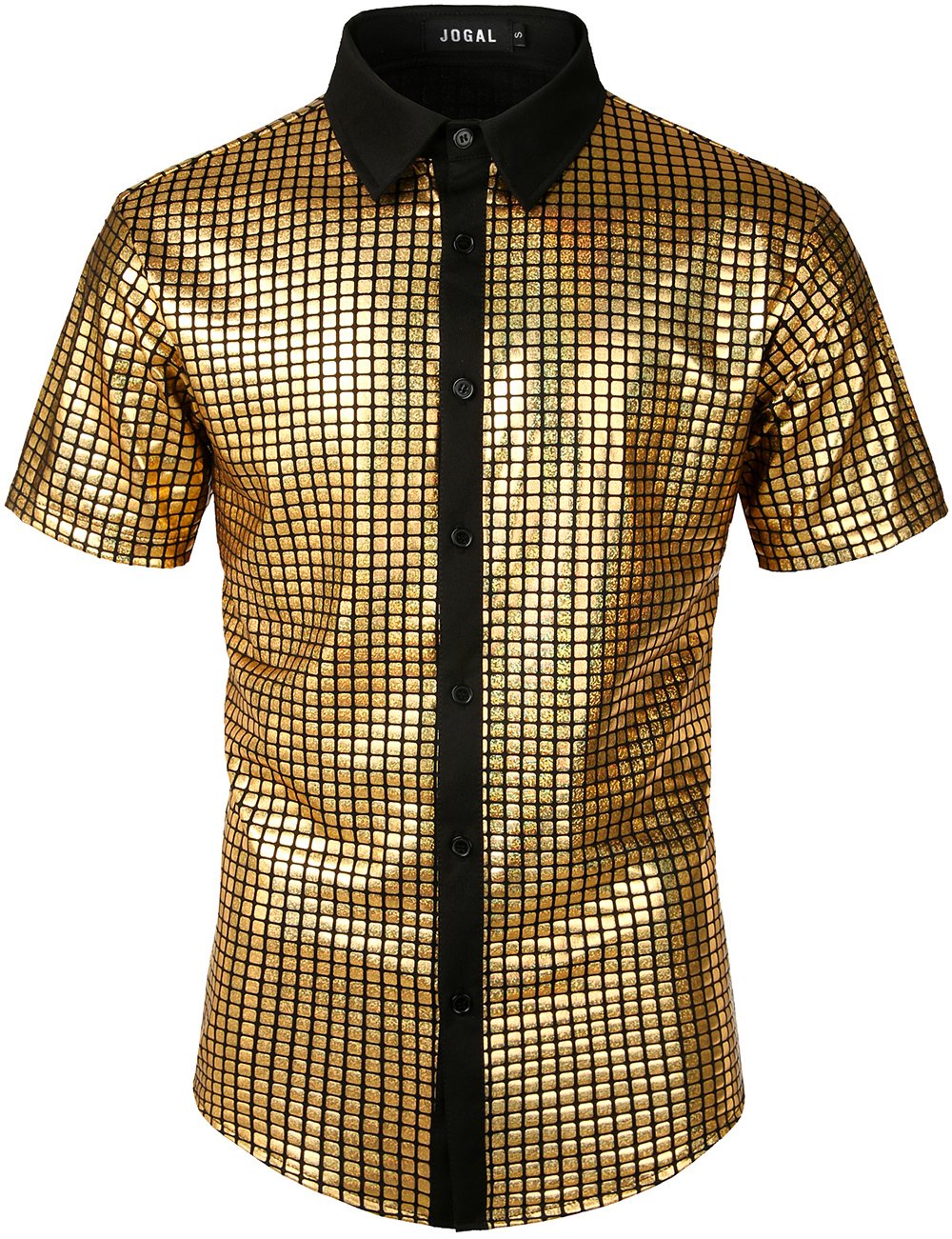 JOGAL Men's Dress Shirt Sequins Short Sleeves Button Down Shirts 70s D JOGAL SHOP JOGAL Men's Dress Shirt Sequins Short Sleeves Button Down Shirts 70s D JOGAL SHOP