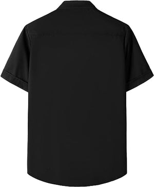 JOGAL Men's Bowling Shirts 50s Rockabilly Short Sleeve Button Down Shirt Beach Aloha Style Hawaiian Shirts