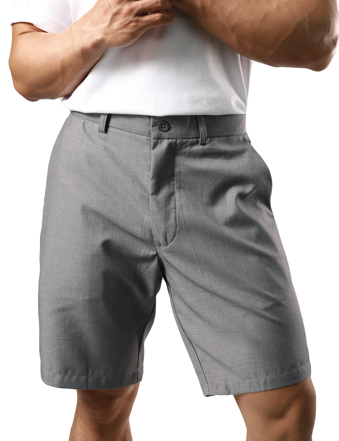 JOGAL Mens Regular Fit Flat Front Golf Shorts Daily Casual Work Wear Chino Shorts