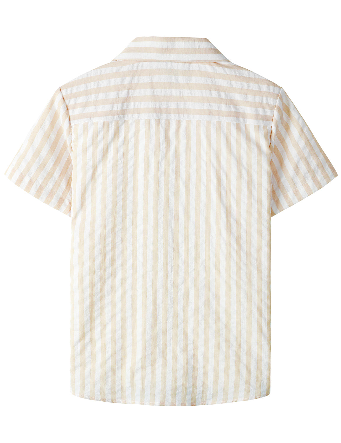 JOGAL Big Boys Cuban Collar Button Down Shirt Short Sleeve Casual Hawaiian Shirt Summer Beach Striped Tops for 6-14 Years Old