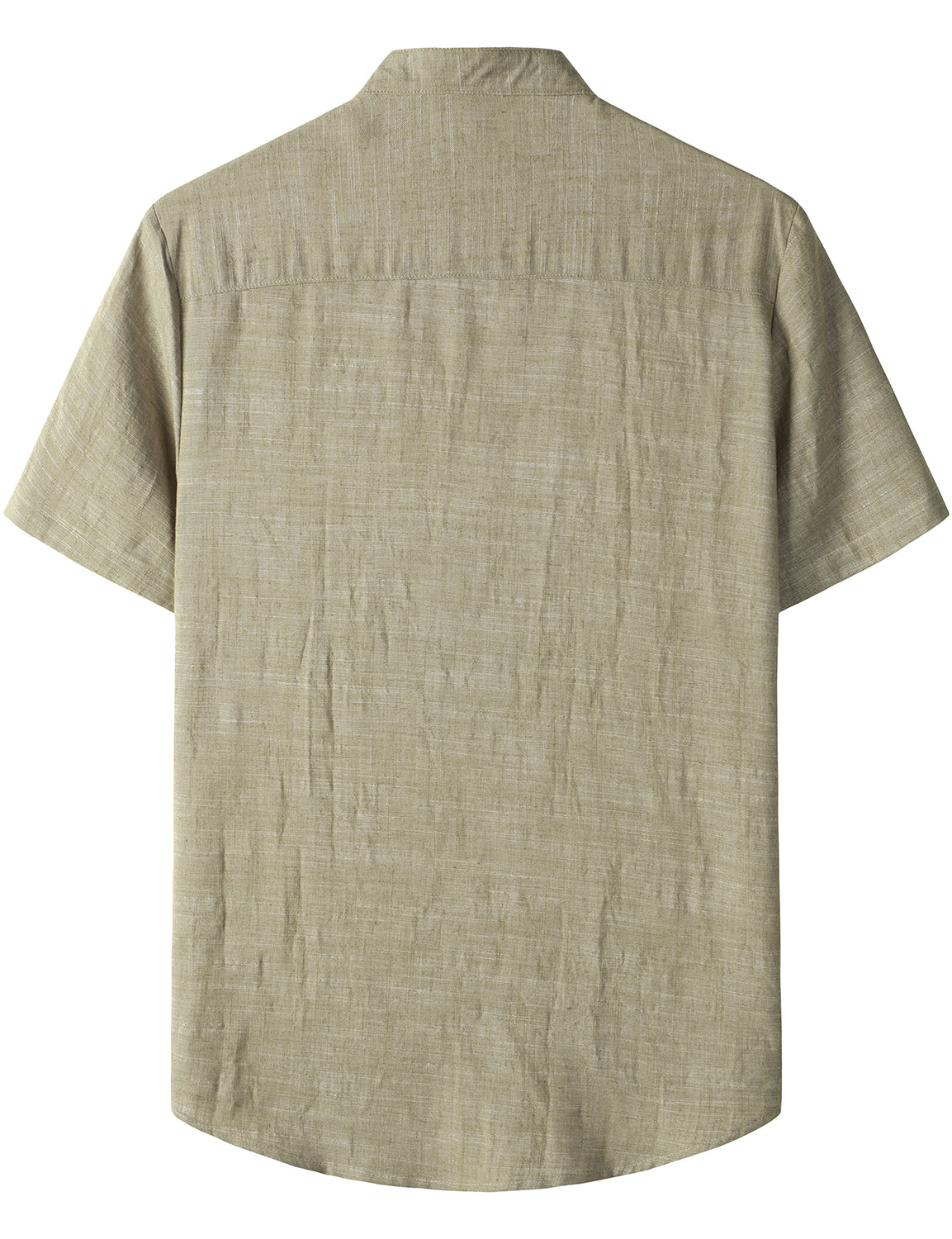 JOGAL Men's Cotton Linen Henley Shirt Short Sleeve Casual Botton Down Hawaiian Beach Shirts