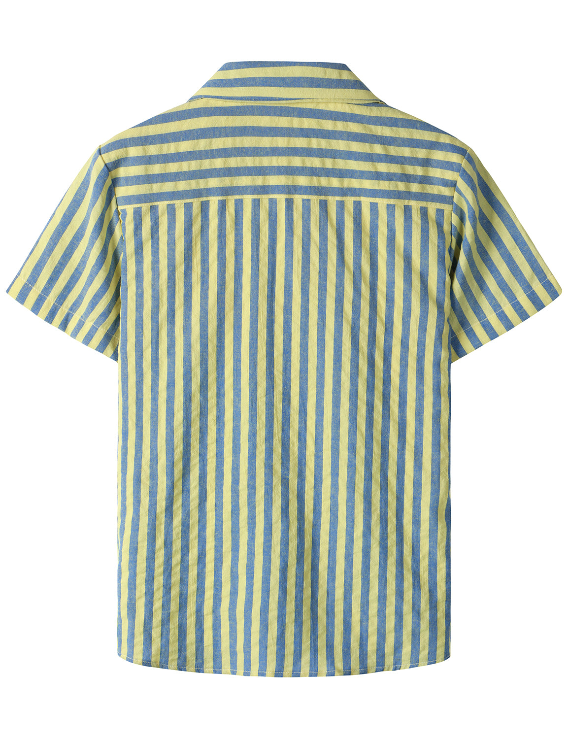 JOGAL Big Boys Cuban Collar Button Down Shirt Short Sleeve Casual Hawaiian Shirt Summer Beach Striped Tops for 6-14 Years Old