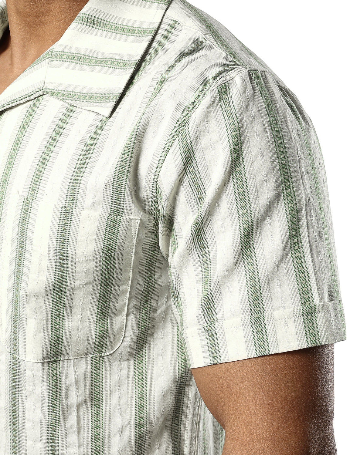 JOGAL Mens Cuban Guayabera Shirts Striped Short Sleeve Casual Button Down Shirt Hawaiian Beach Shirts