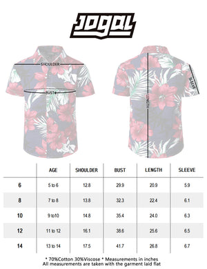 JOGAL Big Boy's Floral Casual Button Down Short Sleeve Hawaiian Shirt