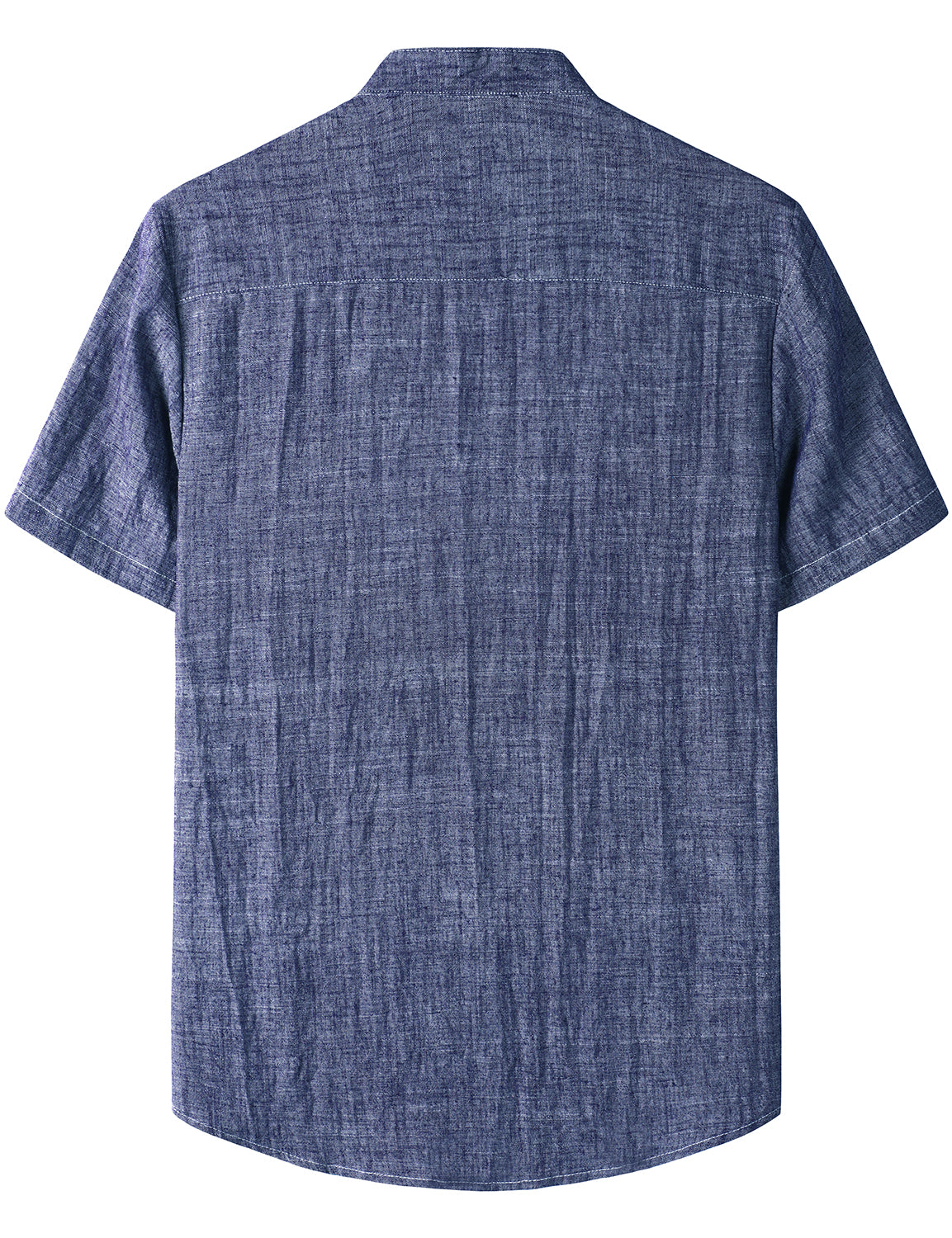 JOGAL Men's Cotton Linen Henley Shirt Short Sleeve Casual Botton Down Hawaiian Beach Shirts