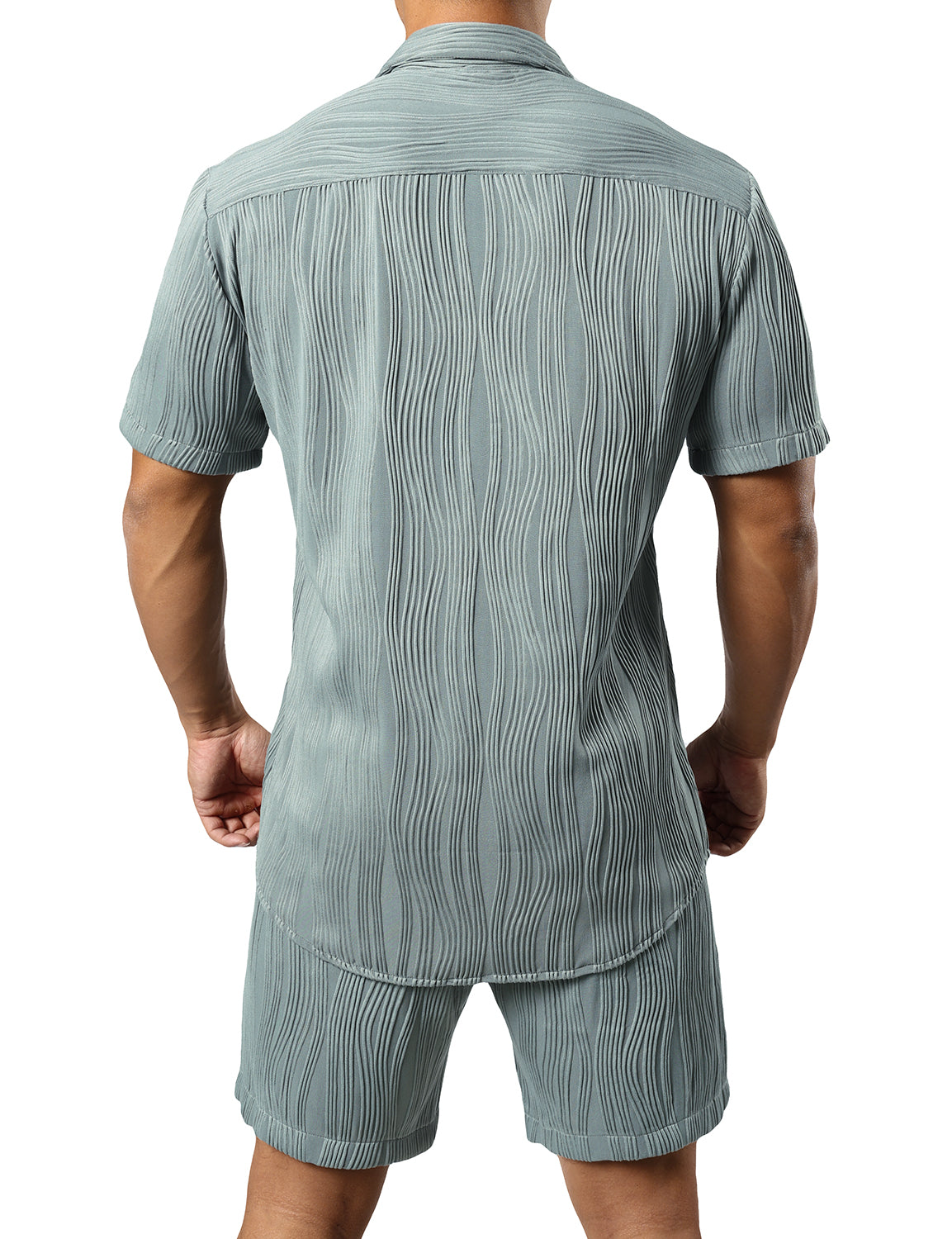 JOGAL Mens 2 Pieces Short Sets Short Sleeve Casual Button Down Shirts Summer Beach Outfits