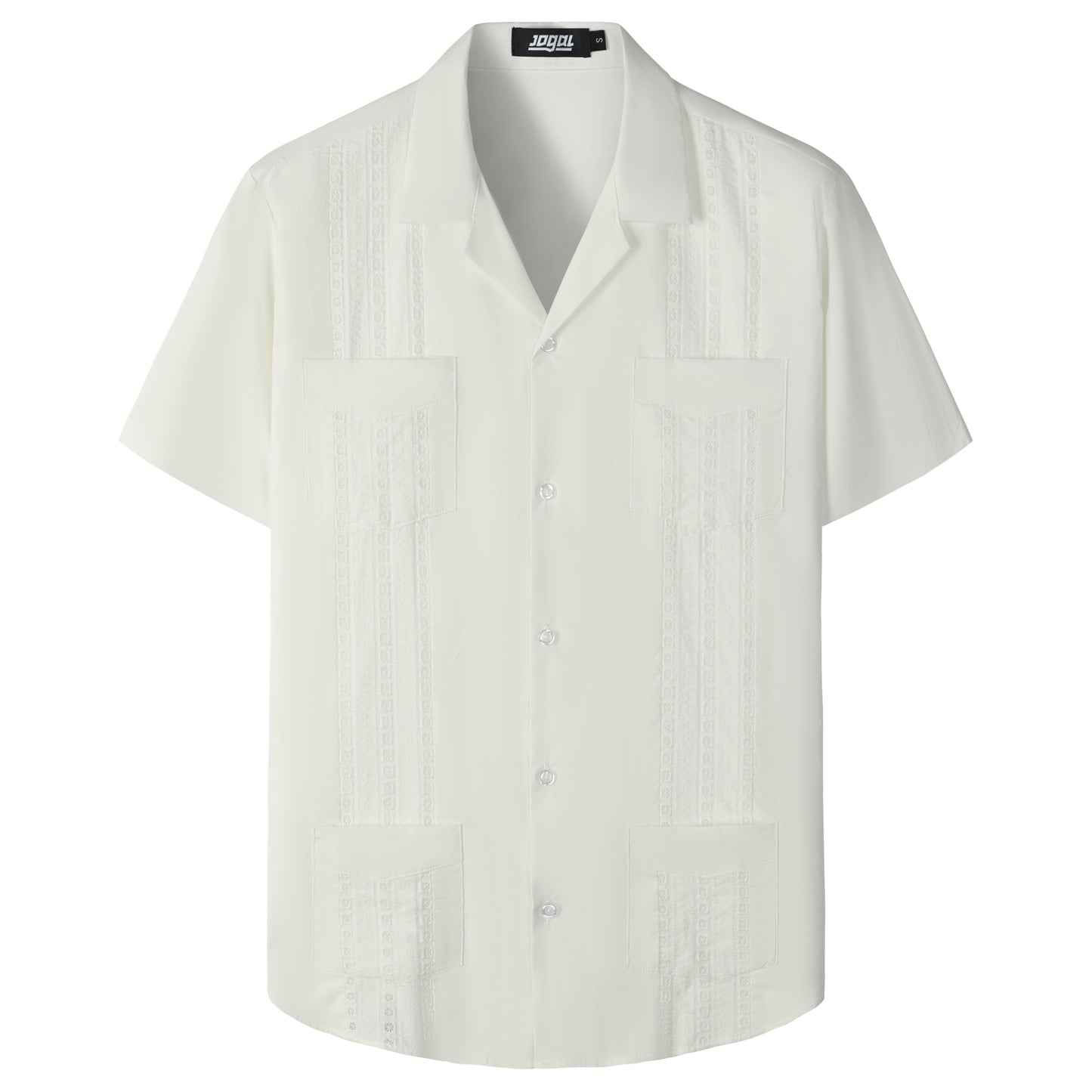 JOGAL Mens Guayabera Shirts Cuban Short Sleeve Casual Button Down Beach Shirt