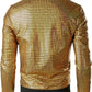 JOGAL A099/A362 men's 70s Disco Metallic Shiny Bomber Jacket in Gold, back view
