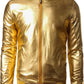 JOGAL A099/A362 men's 70s Disco Metallic Shiny Bomber Jacket in Goldn, front view