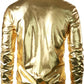JOGAL A099/A362 men's 70s Disco Metallic Shiny Bomber Jacket in Goldn, back view