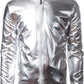 JOGAL A099/A362 men's 70s Disco Metallic Shiny Bomber Jacket in Silvery, front view