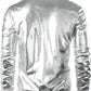 JOGAL A099/A362 men's 70s Disco Metallic Shiny Bomber Jacket in Silvery, back view