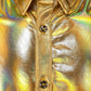 JOGAL A316 men's metallic disco short sleeve shirt construction detail shown in Goldshimmer (applies to Goldshimmer, Silvershimmer, Dull Black, Pink)