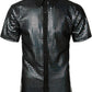 JOGAL A353 men's 70s Disco Sequin Short-Sleeve Button-Down Shirt in Black, front view