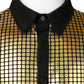JOGAL A353 men's 70s Disco Sequin Short-Sleeve Button-Down Shirt, detail view