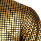 JOGAL A353 men's 70s Disco Sequin Short-Sleeve Button-Down Shirt, detail view