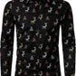 JOGAL A379 men's Christmas Print Long-Sleeve Button-Down Shirt in Black, front view