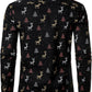 JOGAL A379 men's Christmas Print Long-Sleeve Button-Down Shirt in Black, back view