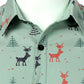 JOGAL A379 men's Christmas Print Long-Sleeve Button-Down Shirt, detail view