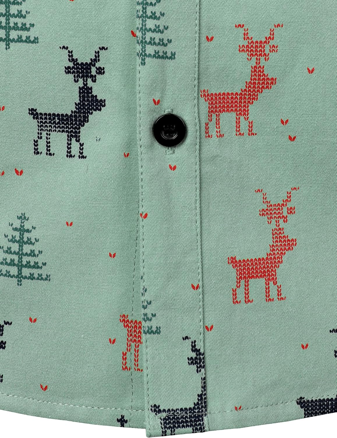 JOGAL A379 men's Christmas Print Long-Sleeve Button-Down Shirt, detail view