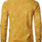 JOGAL A379 men's Christmas Print Long-Sleeve Button-Down Shirt in Gold Yellow, back view