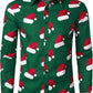 JOGAL A379 men's Christmas Print Long-Sleeve Button-Down Shirt in Grass Green, front view