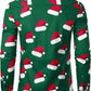 JOGAL A379 men's Christmas Print Long-Sleeve Button-Down Shirt in Grass Green, back view