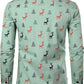 JOGAL A379 men's Christmas Print Long-Sleeve Button-Down Shirt in Green, back view