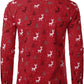JOGAL A379 men's Christmas Print Long-Sleeve Button-Down Shirt in Red, back view