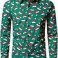 JOGAL A379 men's Christmas Print Long-Sleeve Button-Down Shirt in Santa Green, front view