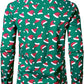 JOGAL A379 men's Christmas Print Long-Sleeve Button-Down Shirt in Santa Green, back view