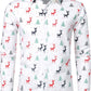 JOGAL A379 men's Christmas Print Long-Sleeve Button-Down Shirt in White, front view