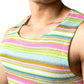 JOGAL A508 men's Rainbow Striped Sleeveless Tank Top, detail view