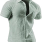 JOGAL A522 men's Short-Sleeve Muscle Fit Button-Down Dress Shirt in Green, front view