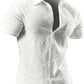 JOGAL A522 men's Short-Sleeve Muscle Fit Button-Down Dress Shirt in White, front view