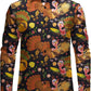 JOGAL A559 men's Christmas Thanksgiving Print Long-Sleeve Button-Down Shirt in Black, front view