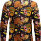 JOGAL A559 men's Christmas Thanksgiving Print Long-Sleeve Button-Down Shirt in Black, back view