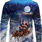 JOGAL A559 men's Christmas Thanksgiving Print Long-Sleeve Button-Down Shirt in Blue, back view