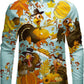 JOGAL A559 men's Christmas Thanksgiving Print Long-Sleeve Button-Down Shirt in Celeste, front view