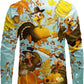 JOGAL A559 men's Christmas Thanksgiving Print Long-Sleeve Button-Down Shirt in Celeste, back view