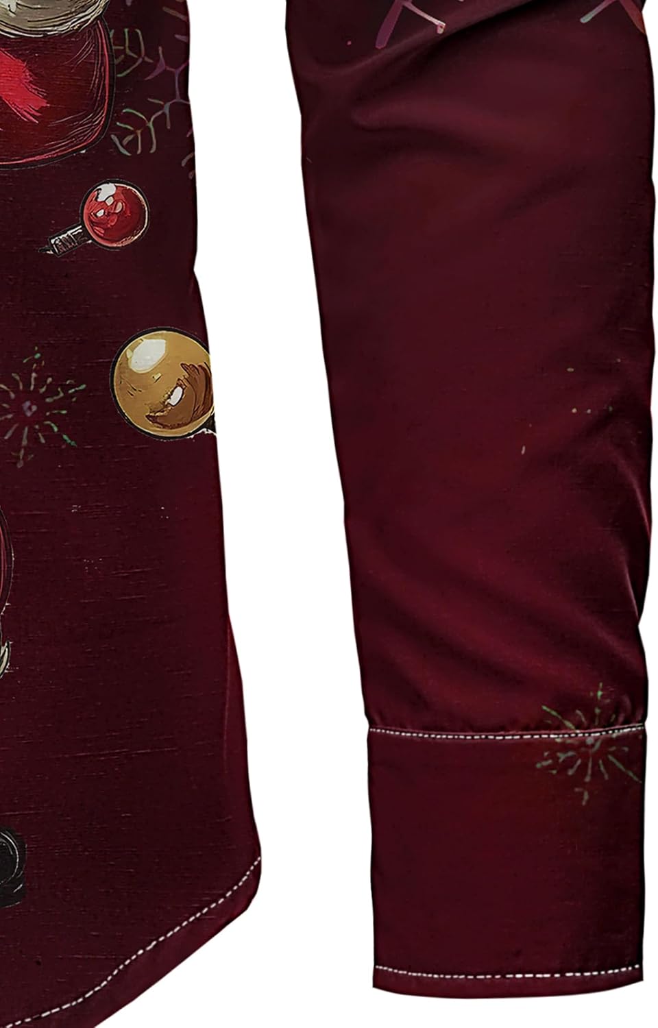 JOGAL A559 men's Christmas Thanksgiving Print Long-Sleeve Button-Down Shirt, detail view