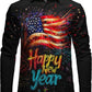 JOGAL A559 men's Christmas Thanksgiving Print Long-Sleeve Button-Down Shirt in Dull Black, front view