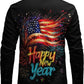 JOGAL A559 men's Christmas Thanksgiving Print Long-Sleeve Button-Down Shirt in Dull Black, back view