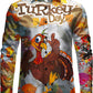 JOGAL A559 men's Christmas Thanksgiving Print Long-Sleeve Button-Down Shirt in Grey, front view