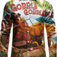 JOGAL A559 men's Christmas Thanksgiving Print Long-Sleeve Button-Down Shirt in Rust Red, front view